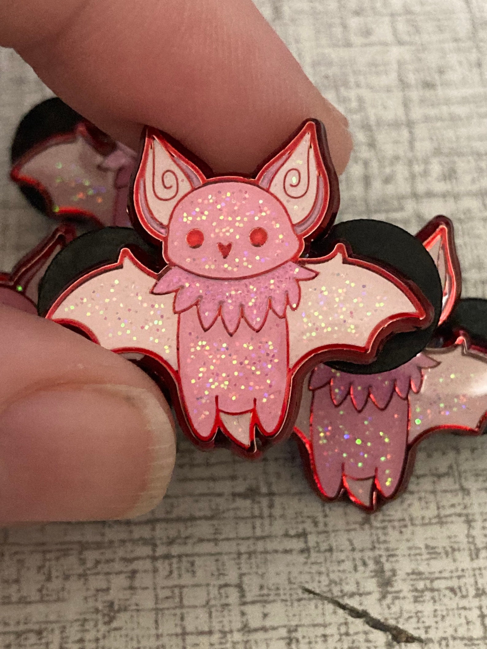 Pink Goth Emo Bat Enamel Pins- 1”, 2 Posts- Small and Perfect for ...