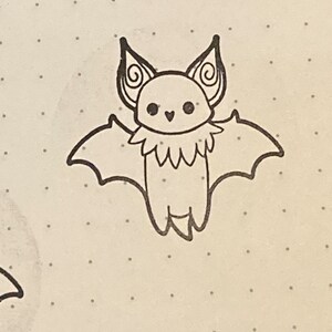 Clearance Pre-inked cute bat Halloween stamp- black ink cute stationery gift- spoopy- spooky festive Samhain fall autumn gift original artwo