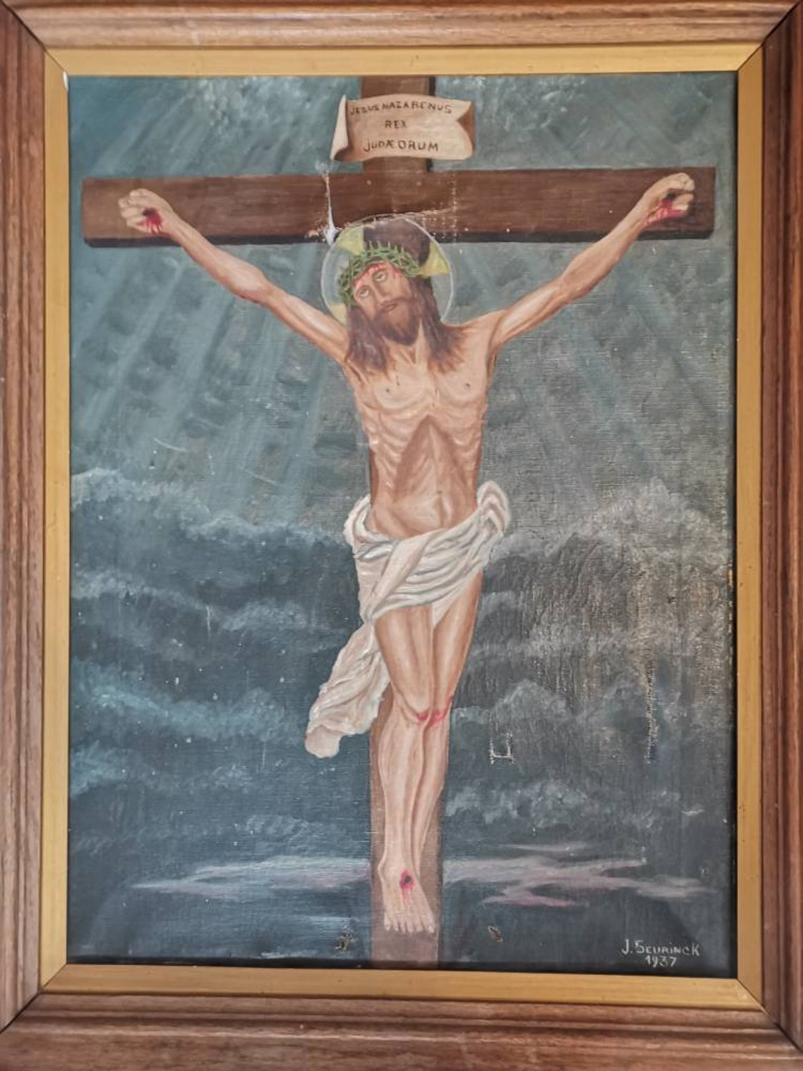 Óleos de pintura antiguas sobre lienzo 1937. Enmarcado. Mide Etsy España