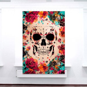 Red Garden Skull Wall Decor, Wall Decor Gift, Floral Skull Home Accent, Enliven Your Room