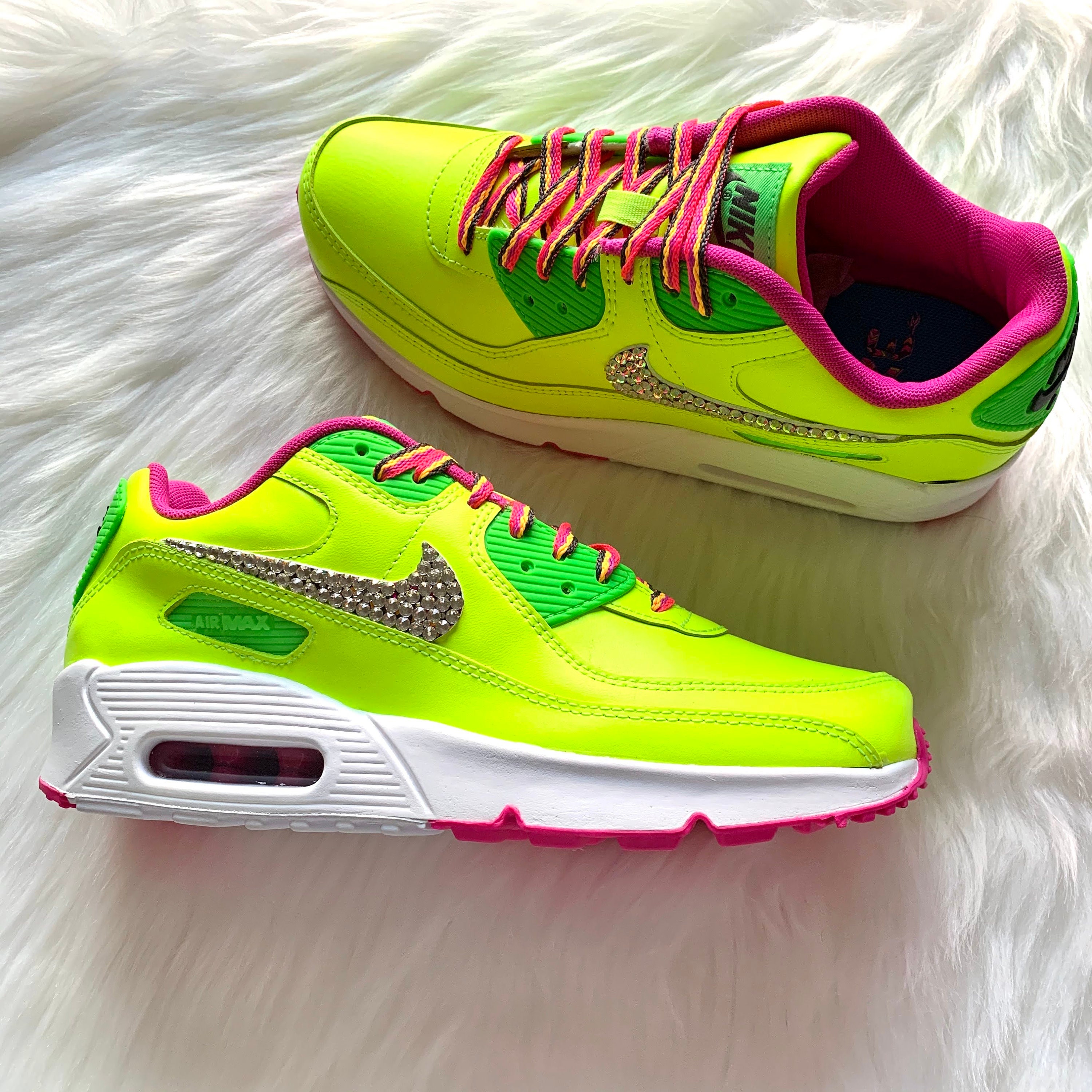 Swarovski® Nike Air Max 90 Zapatos Personalizados Neón Verde | Etsy