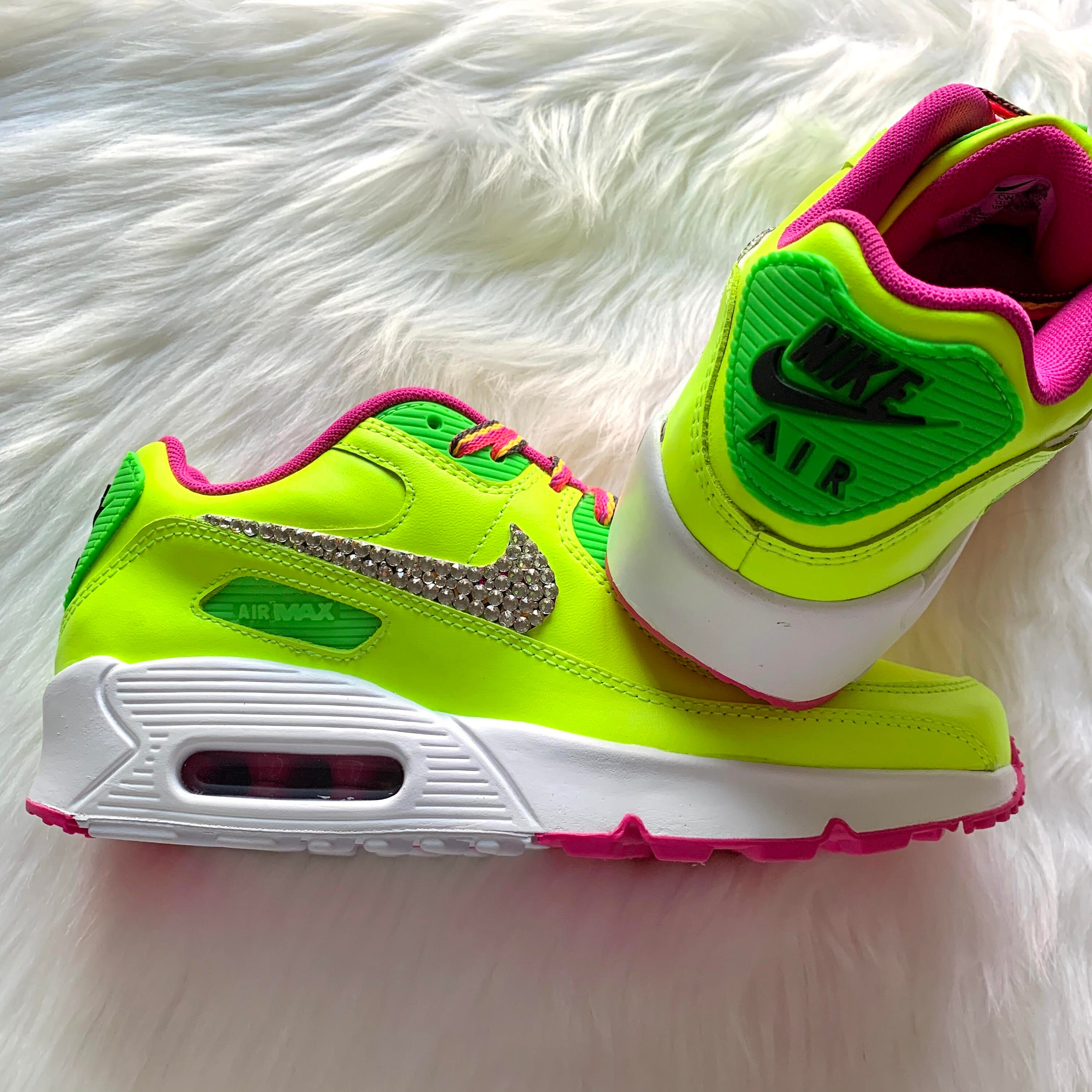 Swarovski® Nike Air Max 90 Zapatos Personalizados Neón Verde | Etsy