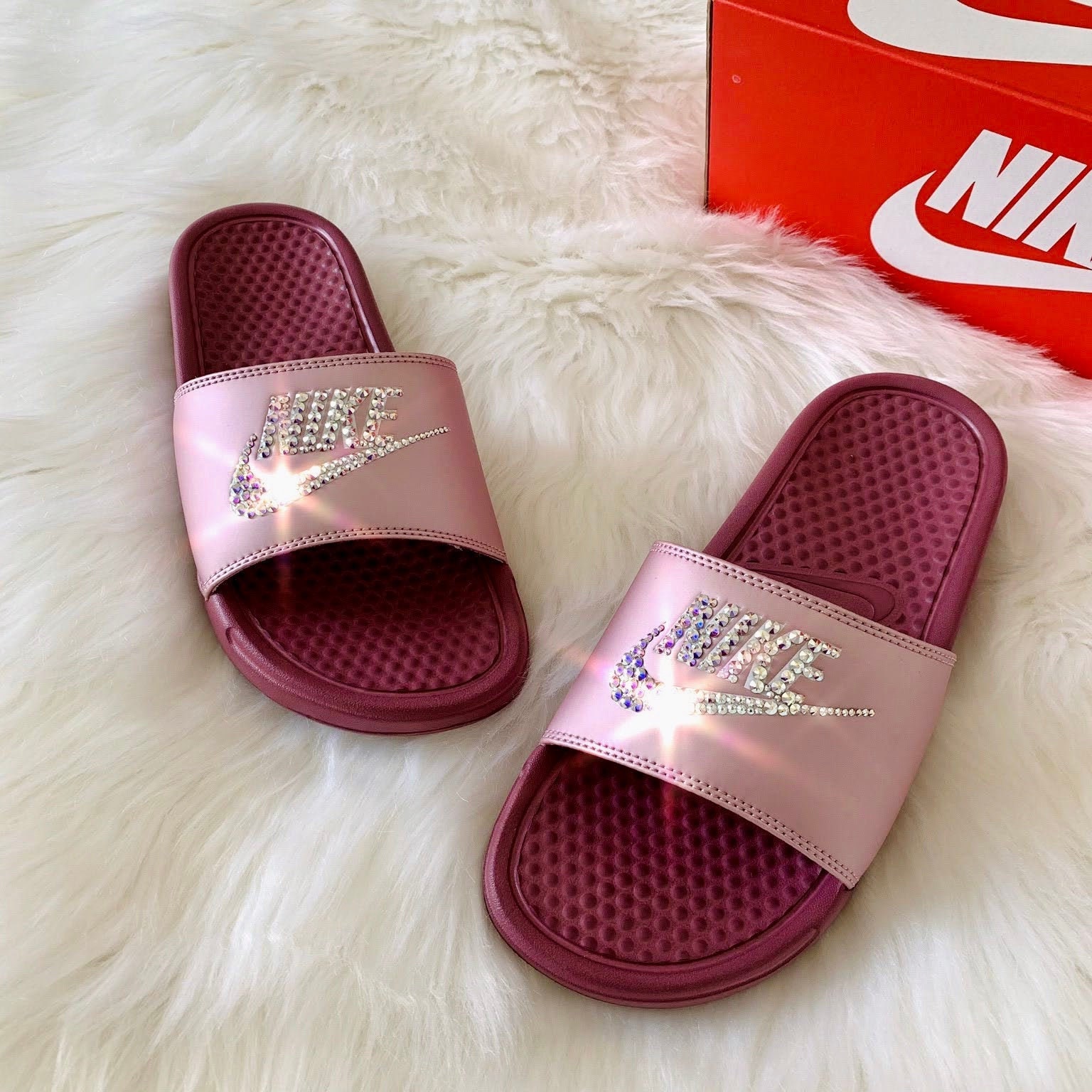 swarovski nike slides