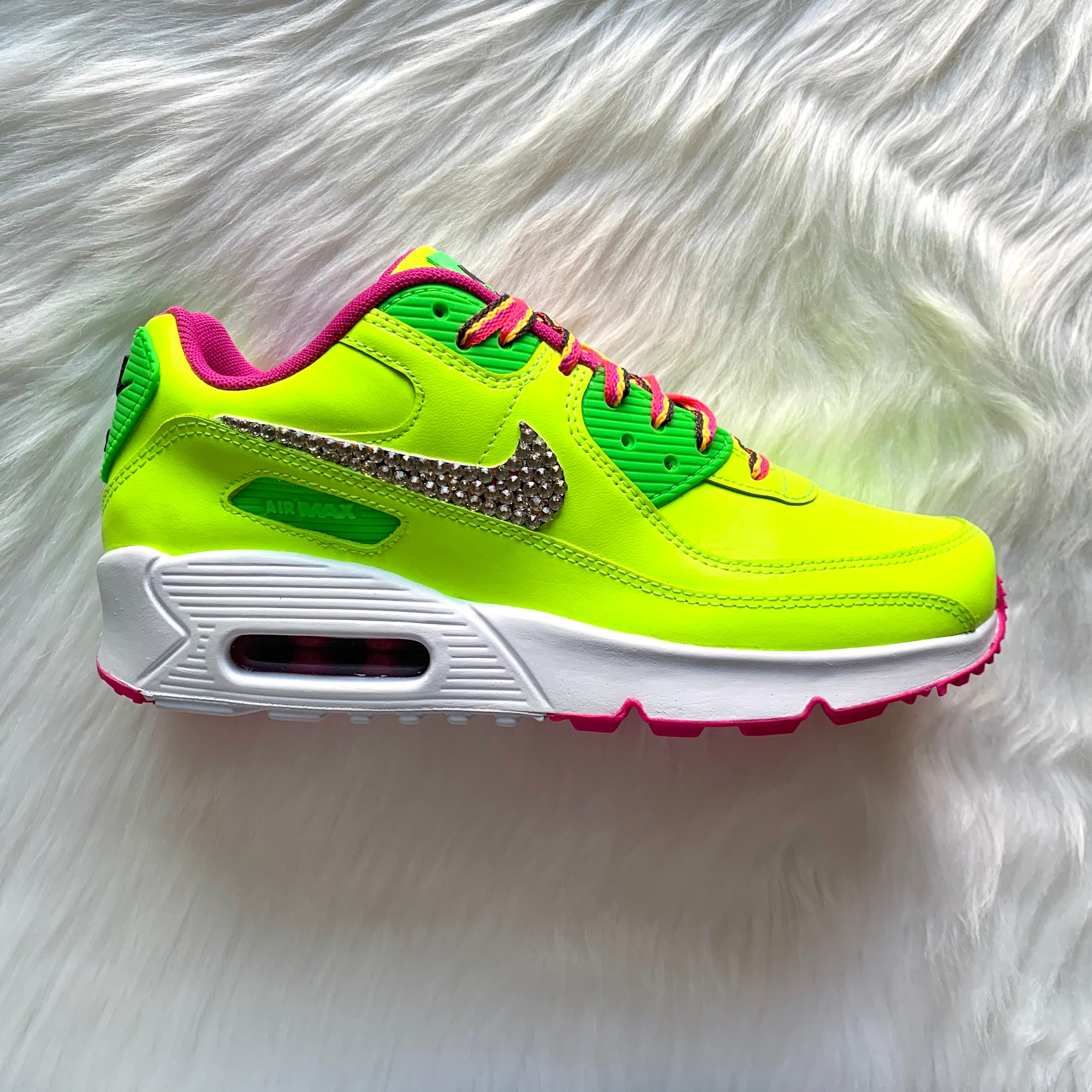 Swarovski® Nike Air Max 90 Zapatos Personalizados Neón Verde | Etsy