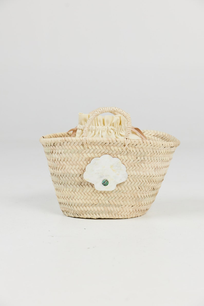 Mini Mother of Pearl Clam Shell Basket Bag image 1