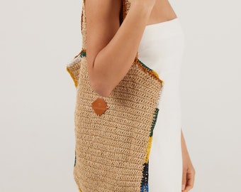 Margot Crochet Raffia tote | Multi-colour