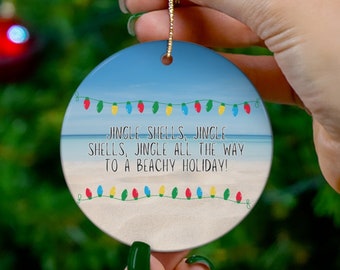 Beach Christmas Ceramic Ornament, Christmas Ornament, Beach Ornament, Gifts for her, Beach Gifts, Christmas Gifts, Holiday Ornaments, Beach