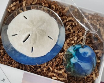 Gift Set Beach Lovers Seashell Sand dollar Unique Gift Under 30, Gift Sets for Her, Gifts for Mom, Gifts for Friends, Beach lover gift idea