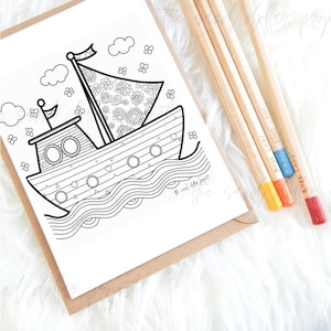 Sailboat Coloring Page, Coloring Book Sailboat, Instant Digital Download, Coloring Page, Beach Coloring Page, Kids Coloring Page