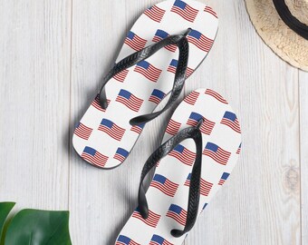 Patriotic  Flip-flops shoes for women, American Flag beach sandals, non-slip beach sandals, trendy flip-flop shoes, American Flag flip flop