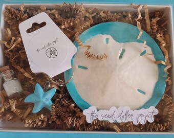 Gift Set Beach Lovers Seashell Sand dollar Unique Gift Under 30, Gift Sets for Her, Gifts for Mom, Gifts for Friends, Beach lover gift idea