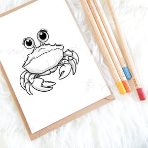 Página para colorear de cangrejos: temática playera, divertida para todas las edades (Descarga PDF, 8,5 x 11 pulgadas)