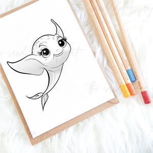 Página para colorear de mantarraya: Arte imprimible de animales del océano (descarga digital)