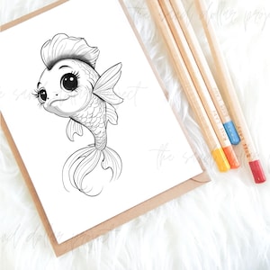 Fish Coloring Page, Instant Digital Download Coloring Page, Beach Coloring Page, Kids Coloring Page, Adorable Fish Coloring Page