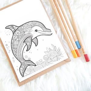 Dolphin Coloring Page: Beach Theme, Kids & Adults (PDF Download)