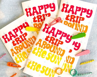 Happy Trip around the Sun Geburtstagskarte / Bday Karte /Birthday Card / Reise um die Sonne