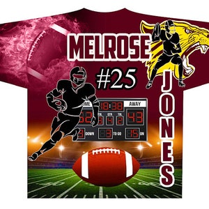 Football Fully Designed Editable Sublimation All Over T-Shirt Template “Photoshop” but can also be open in Affinity Designer