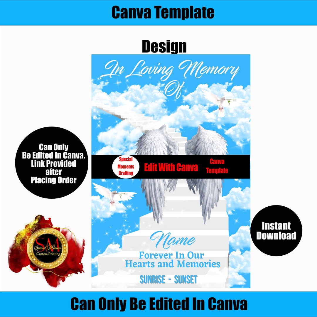 Heaven Canva Template Memorial Background For Memorial Funeral Or 