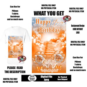 Happy Heavenly Birthday Design, Memorial, RIP Design, Funeral Background PNG, Sublimation, In loving Memory! Heaven, Celebration of Life