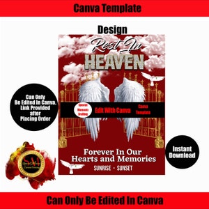 Heaven Canva Template!!! Memorial Background for memorial, funeral or remembrance. Celebration of Life