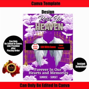 Heaven Canva Template!!! Memorial Background for memorial, funeral or remembrance. Celebration of Life