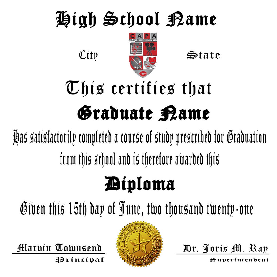 DIY Printable High School Diploma Template Using Photoshop - Etsy