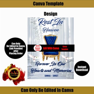 Heaven Canva Template!!! Memorial Background for memorial, funeral or remembrance. Celebration of Life