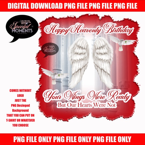 Happy Heavenly Birthday PNG Background Design. in Loving Etsy