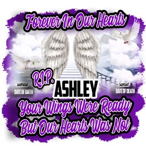 Photoshop Half T-shirt Design. Affinity Designer. Funeral RIP Memorial, Heaven, Rest In Peace, Wings, Digitial Template