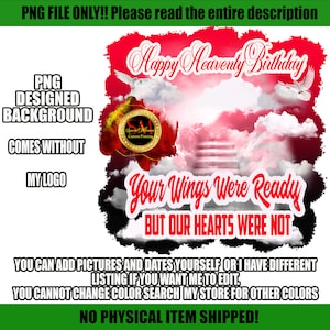 Center T-shirt PNG Design, Memorial, RIP Design, Funeral Background PNG, Sublimation, In loving Memory! Heaven, Celebration of Life