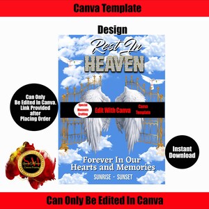 Heaven Canva Template!!! Memorial Background for memorial, funeral or remembrance. Celebration of Life