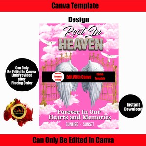 Heaven Canva Template!!! Memorial Background for memorial, funeral or remembrance. Celebration of Life