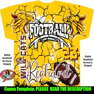 Canva T-shirt Template, Football All Over T-Shirt Template