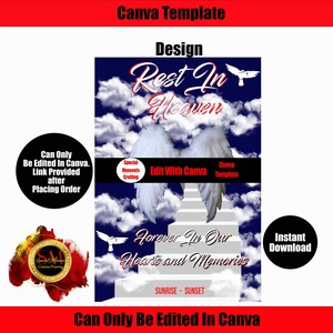 Heaven Canva Template!!! Memorial Background for memorial, funeral or remembrance. Celebration of Life