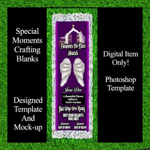 Fully Designed Digital Memorial Grave Blanket Template and Mockup “Photoshop” but can also be open in Affinity Designer