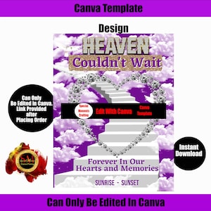Heaven Canva Template!!! Memorial Background for memorial, funeral or remembrance. Celebration of Life
