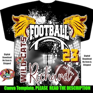 Canva T-shirt Template, Football All Over T-Shirt Template