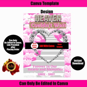 Heaven Canva Template!!! Memorial Background for memorial, funeral or remembrance. Celebration of Life
