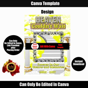 Heaven Canva Template!!! Memorial Background for memorial, funeral or remembrance. Celebration of Life