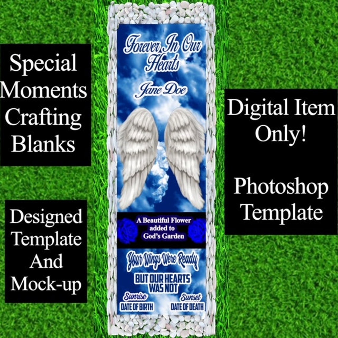 Fully Designed Memorial Grave Blanket Grave Cover Template and Etsy