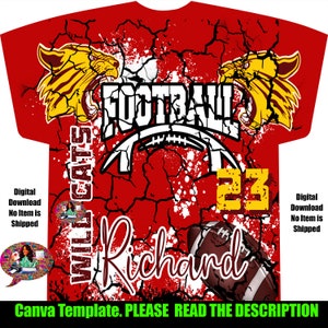 Canva T-shirt Template, Football All Over T-Shirt Template