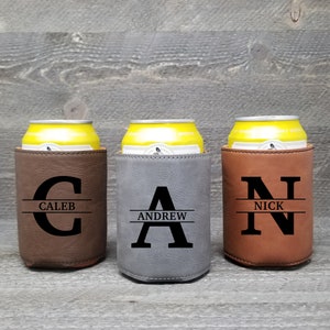 Personalized Can Coolers, Groomsmen Gifts, Engraved Can Holders, Bottle Holder, Monogram Beer Can Holder