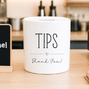 Tip Jar Money Box | Ceramic Tips Pot for Small Business, Staff Gratuity Jar, Café Counter Tip Collection Box, Salon Beauty Therapist Tip Pot