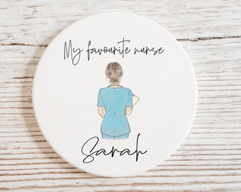 Personalised Custom NHS Nurse Doctor Midwife Coffee Tea Round Wood Coaster SET