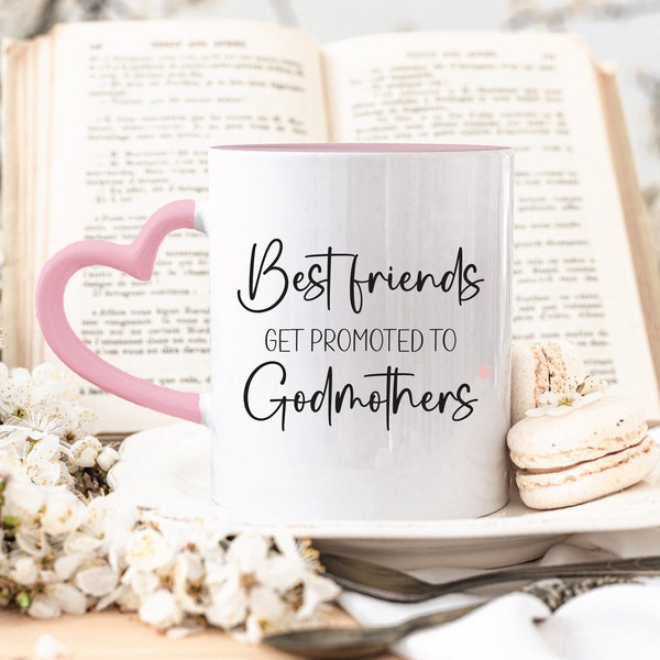 Godmother Promotion Mug Gift | Personalised Mug for Godparents, Godmother Proposal Keepsake | Heart Mug | Christening Proposal NM05