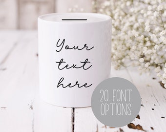 Custom Text Ceramic Money Box | Custom Name Initial | Gift for Her | Gift for Him | Piggy Bank | Birthday | Home Gift | New Baby NM02