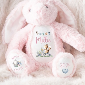 First Easter Personalised First Teddy | Soft Grey Bunny | New Born Teddy | New arrival | My First Bear | Keepsake Teddy Bear Rabbit Bunny