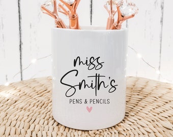 Personalised Teacher Pencil Pot, End of Year Teacher Gift, Teaching Assistant Desk Organiser, Thank You Gift, Nursery Teacher Gift NM05