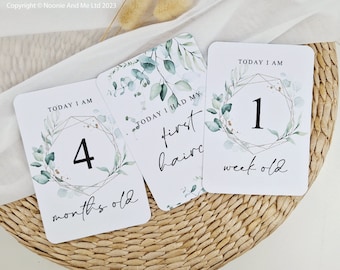 Baby Milestone Cards, Eucalyptus Design, Photo Prop Cards