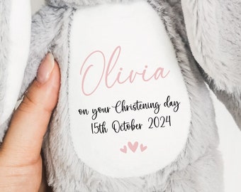 Personalised Christening Teddy | Soft Plushy | Baptism Gift | Christening Keepsake | Custom Name gift for Godchild